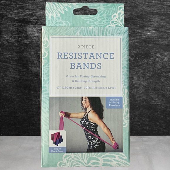 Best Brands 2PC Resistance Bands Purple & Pink 47" Long (120cm) - Picture 1 of 2